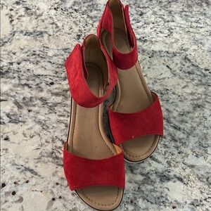 Gabor Red Suede Women's Sandals